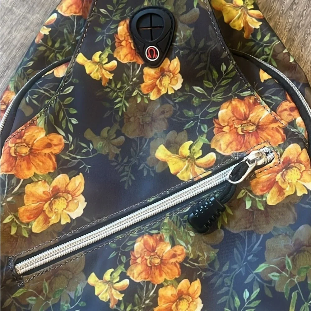 FINAL PRICE NEVER USED Floral Sling Bag  - Black and Orange